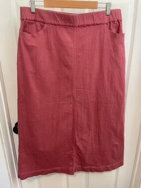Everyday Midi Pencil Skirt in Dusty Rose - Pull-On Waist
